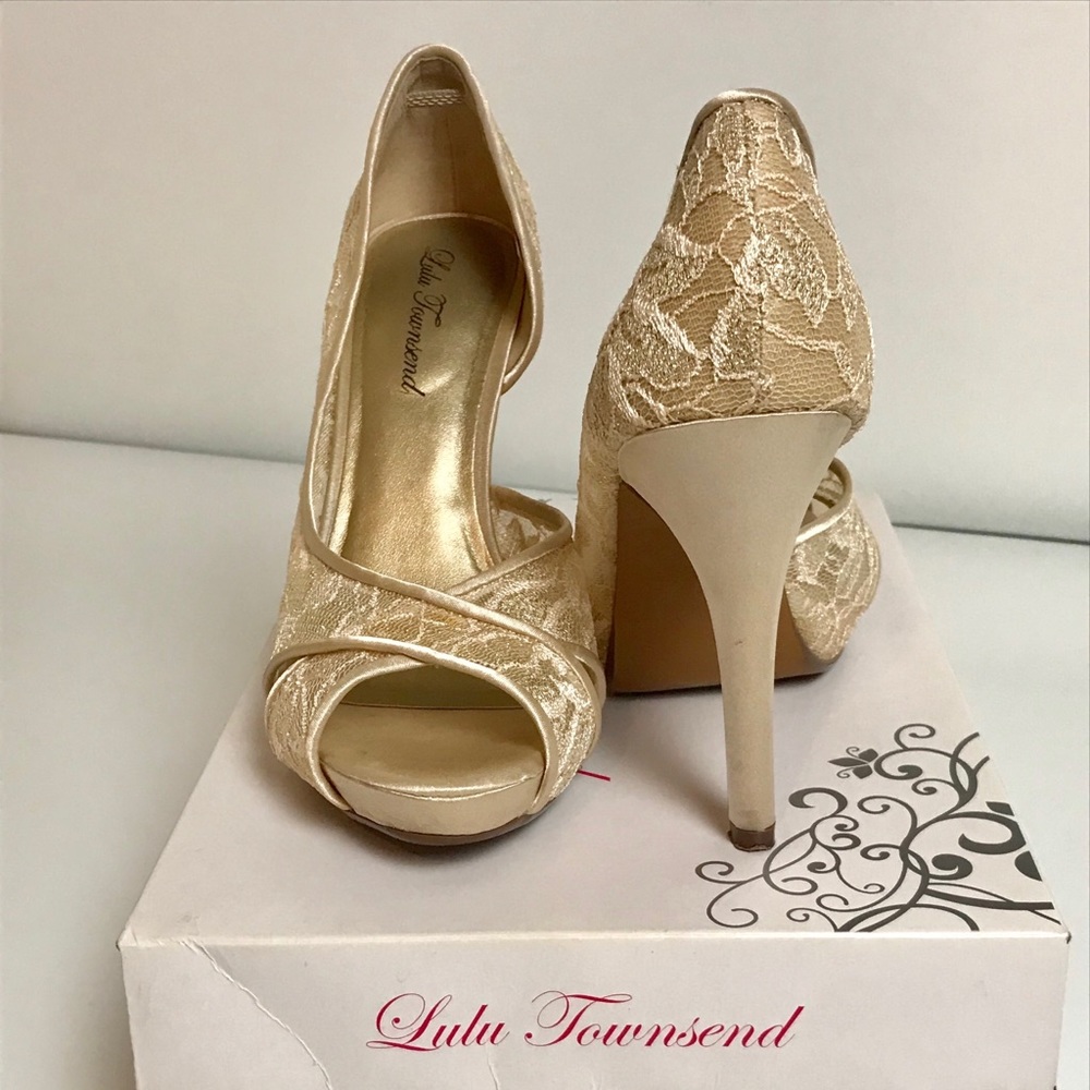 Champagne Lace Heels